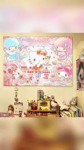 Super charming cartoon HelloKitty Wall hanging fabric cute girly room decoration background cloth living room tapestry