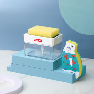 2-In-1 Pump Soap Dispenser and Sponge Caddy for Dish Soap and Sponge