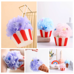 Bath Shower Sponge Ice Cream Body Scrubber Exfoliating Loofah for Kid Bath Shower Cleaning Sponge Bathing Accessories