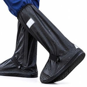 Bọc Giày Đi Mưa Cổ Cao 40cm Hạn Chế Nước Làm Ướt Giày | Khóa Kéo Tiện Dụng Đế Gờ Vân Tăng Độ Bám