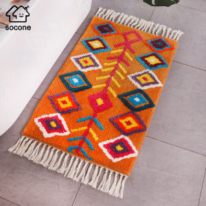 Socone 50X80cm Tassel Thick Nordic Style Fluffy Rugs Pad Bath Math Anti Slip Doormart Bedroom Floor Mat Door Living Room