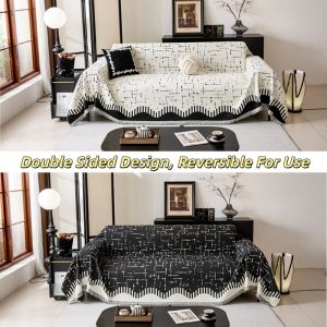New 2026 Couch Cover Reversible Chenille Loveseat Sofa Covers Blanket for Home Couch Protector Vertical Stripe Jacquard Sofa Slipcover