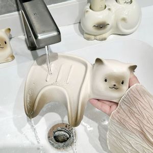 JIJES Hình Con Mèo Hộp xà phòng Gốm Sáng Tạo Giá đựng xà phòng Phụ kiện phòng tắm Đa năng Giá để đồ Nhà