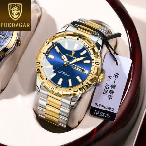 นาฬิกากีฬา POEDAGAR สำหรับกันน้ำผู้ชาย G Shock Original หรูหราดีไซน์แตนเลสสตีล Mech ปฏิทินคู่นาฬิกาดำน้ำส่องสว่าง