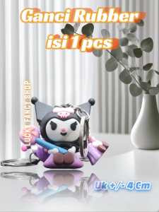 GANTUNGAN KUNCI KARET KARAKTER PURPLE KUROMI KARTUN RUBBER KEYCHAIN HADIAH SOUVENIR LUCU