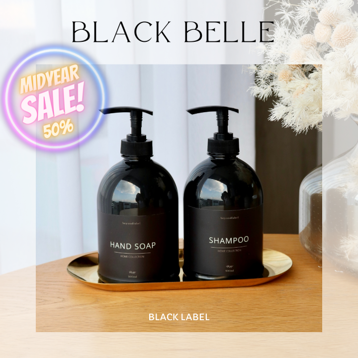 Black belle 500ml soap dispenser plastic bottle waterproof vinyl