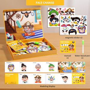 5 Theme Magnetic Puzzle Book Set Face-Changing Animal Dinosaur Traffic Girl Dress Up Portable Reusable Learning Childrens Toys