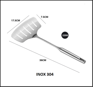 [HCM]Xẻng lật - Chiên Thịt Cá Inox 304 -Xẻng Inox 304 Dụng Cụ Nhà Bếp Chiên Xào Chống Trơn Tay Cầm Dài Đế có Rãnh.