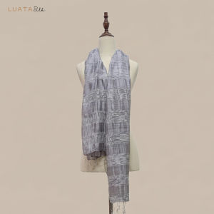 Khăn Choàng Lụa Đũi Màu Lam Khói Luata Silk - Khăn Tơ Tằm Cao Cấp - Quà Tặng Người Thân & Đối Tác