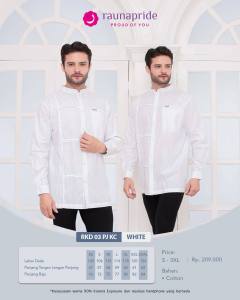Kemeja Koko Panjang Putih Kekinian Raunapride / RKAD PJ 03 White / Fashion Muslim