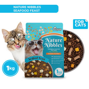PetYum Nature Nibbles Cat and Kitten Dry Food Carnivore Classics Seafood Feast 1kg Collection - all ages pet yum kibbles