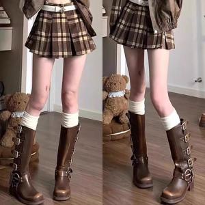 Women Stockings Knee Thigh High Socks Solid Color Pure Cotton Long Tube Tight Leg Warm Jk Sock Sweet Style