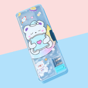 Semi-Transparent Pencil Case Astronaut Unicorn Mermaid Multifunction Pencil Case Stationery Box Kids Gift Kota Pensil