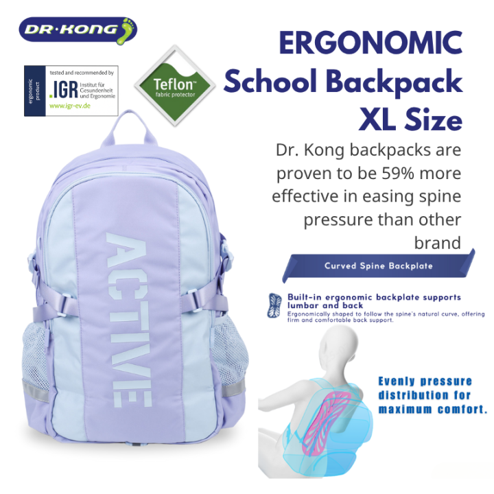 Dr.Kong Ergonomic School Backpack XL Size – Lightweight Spine Care Bag ...