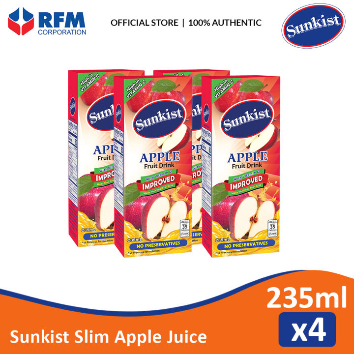 Sunkist Slim Apple Juice 235ml Set of 4s Lazada Lazada PH
