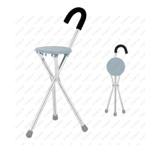 Adjustable Height Quad Cane Tungkod With Chair For Senior Foldable Cane