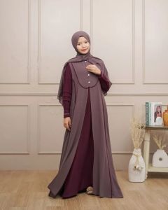 Gamis Couple Lebaran Ibu Dan Anak Perempuan Qirani Dres KF Sabrina Anti UV Mix Ceruty Babydoll L XL XXL Dress Dewasa Jumbo Terbaru Baju Muslim Anak Cewek 10 - 12 Tahun Gaun Panjang Syari Wanita Muslimah Warna Sage Hitam Dusty Burgundy