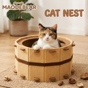 MAODEBEAR Hot Spring Cat House Wear-Resistant Felt Semi-Enclosed Large Space Sturdy Cat Nest Bed Four Seasons
