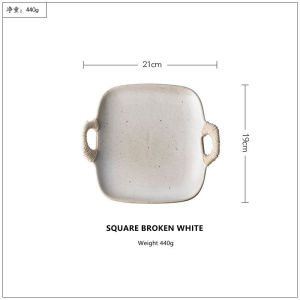 OMK Retro Style Rough pottery rectangular serving plate ceramics square dinner plate Salad Plate