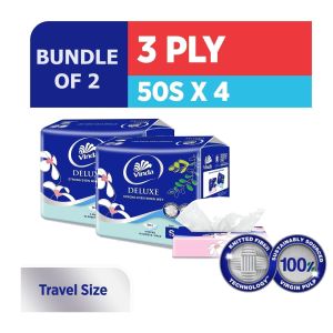 [Bundle of 2/8/12/24] Vinda Deluxe 3 Ply Soft Pack Facial Tissue Small (50sx4 Packs)