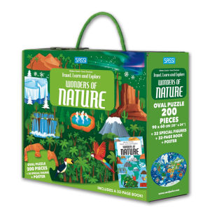 Travel Learn and Explore – Wonder of Nature (Oval Puzzle 200 Pieces + 32 Special Figures + Poster and a 32-Page Book!)