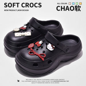 Free Shipping WomenS Summer Outdoor Clogs New Thick-Soled Height-Increasing Breathable Beach Sandals Cartoon-Style Closed-Toe Flip-Flops