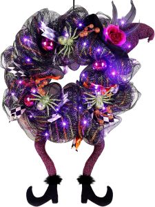 Lulu Home 18"x30" Halloween Wreath Purple 30 LED Lighted