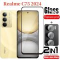 2in1 cho Realme c75x 2024 miếng bảo vệ màn hình màng phim trong suốt Miếng dán màn hình điện thoại miếng bảo vệ màn hình cho Realme C75 realmec75x C 75x 75C 4G 5g 2024 kính cường lực ống kính máy ảnh. 