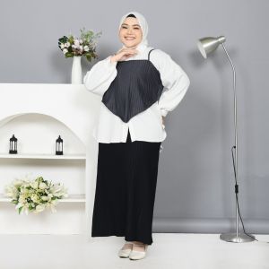 Kimi Plisket Outer Dark Gray M16200 R41S2 - Outer Wanita - Luaran Muslim - Outer Plisket