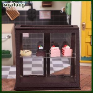ruyifang ตู้โชว์1:12ขนาดเล็กตู้วางเค้กชั้นวางขนมปังขนาดเล็กชั้นวางของชั้นเก็บของโมเดลเฟอร์นิเจอร์ห้องครัวของเล่น