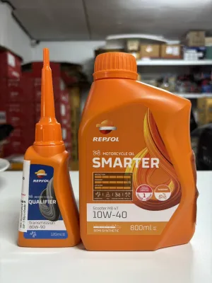 REPSOL น้ำมันเครื่อง 4T SMARTER SCOOTER MB 4T 10W-40 SEMI-SYNTHETIC ขนาด 0.8L สังเคราะห์แท้ คู่กับ น้ำมันเฟืองท้าย ขนาด 120ml.