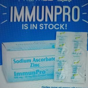Immunpro Non acidic vitamin C (SODIUM ASCORBATE + ZINC) 500mg/10mg . 100pcs per box