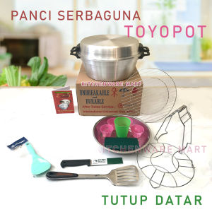 Panci Toyopot Serbaguna Tutup Datar Free Tutup Kaca Panci Ajaib Panci Serbaguna Oven dan Kukus Oven Panci Serbaguna Pemanggang Bolu