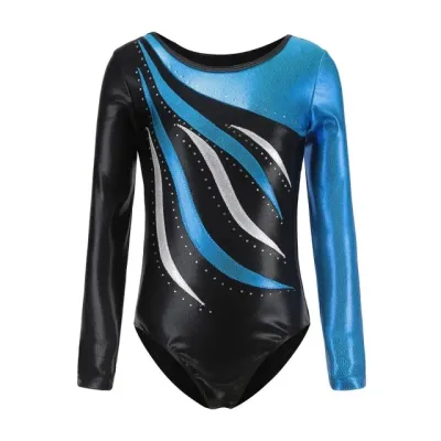 【Florae】 Kids Ballet Gymnastics Suit Long Sleeve Leotards Dance Practice Clothes Girls Diamond Bodysuit Collant Gimnastic Costume