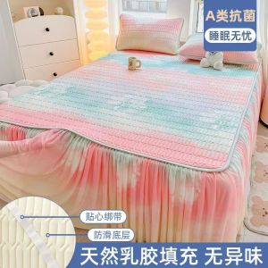 Class A Summer Cool Feeling Ice Fabric Mattress Cover Chessboard Panda Print Bed Sheet Cool Pad Mat And 2 Pcs Pillowcase