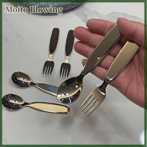 Moito Children Tableware Deepened Thickened Stainless Steel Childrens Spoon Eating Spoon Fork 304 Stainless Steel Childrens Fork