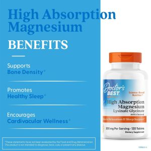 Doctors Best High Absorption Magnesium dễ hấp thu giảm stress mất ngủ chuột rút - Duy trì chức năng não khỏe mạnh  - Hỗ trợ tim khỏe mạnh  - Ngăn ngừa chứng đau nửa đầu  - Ngăn ngừa chuột rút co thắt cơ