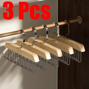 8 Hooks Non-Slip Solid Wood Hanger Space Saving Man Belt Tie Hanger Woman Bra Hanger Durable