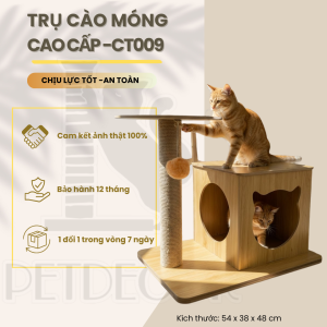 Trụ cào móng nhà cây cho mèo PETDECOR CT009 – Cat tree gỗ nhỏ gọn – Phù hợp căn hộ