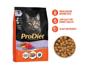 Prodiet Salmon Chicken Tuna Low Sodium Formula with Brown Rice Dry Cat Food 1.2KG