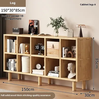 Book Shelf Solid Wood Bookshelf Floor Standing Low Bookshelf Home Storage Cabinet Living Room Grille Cabinet