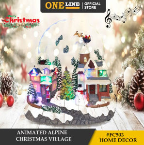 ONELINE #FC503 Animated Alpine Christmas Village with LED Arch Winter Centerpiece