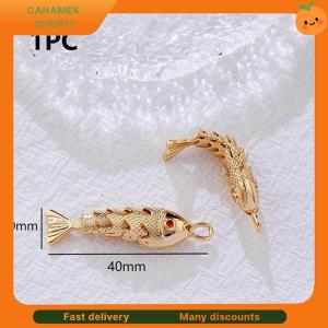 ❣️❣️❣️ Chinese Style Metal Fish Shaped Charms Pave Red Zircon Pendants For DIY Necklace Bracelet Earrings Jewelry Making Accessories
