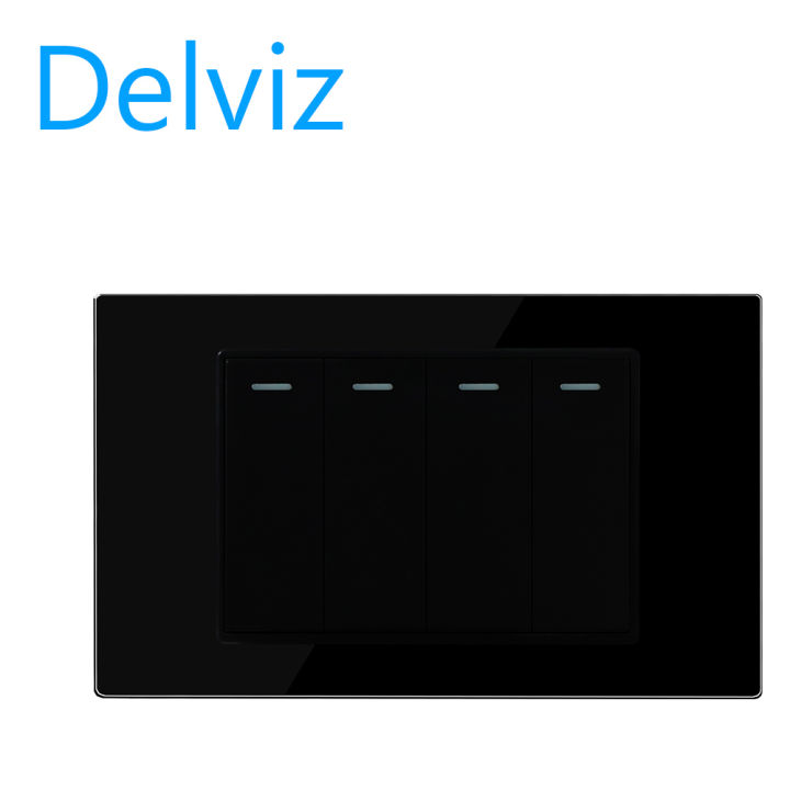 DELVIZ 120 wall light switch, 4gang/2way power switch, glass switch. US