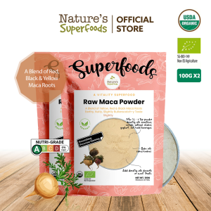 Bundle Deal: Natures Superfoods Organic Raw Maca Root Powder 100g Pack x 2 l Peruvian Ginseng l Energizing