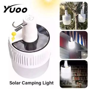 Yuoo 100W Portable Solar Camping Light LED Bulb Lamp USB Rechargeable LED Night Market Light Emergency Lights Outdoor Tent Light for Hiking Fishing