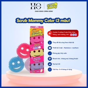 Bộ 3 Miếng Bọt Biển Mặt Cười Rửa Chén Bát Đa Năng Chống Trầy Xước Cảm Ứng Nhiệt Chống Mùi