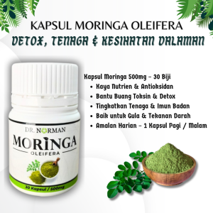 KAPSUL MORINGA OLEIFERA DR NORMAN 500MG – DAUN KELOR ASLI DETOX TENAGA & KESIHATAN DALAMAN