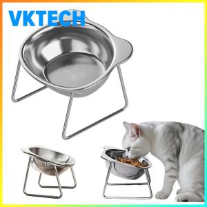 Elevated Stainless Steel with Stand Metal Stand Cats Dishes Elevated 15  Cats Food Bowls Tilted Pet Supplies Stable Cat Food Bowl for Puppy and Cat