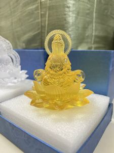 [TẶNG ĐẾ] Tượng Phật Quan Âm Đài Sen Đá Ngọc Lưu Ly Cao Cấp Trang Trí Xe Ô Tô Bàn làm Việc Bàn Học Phòng Khách…